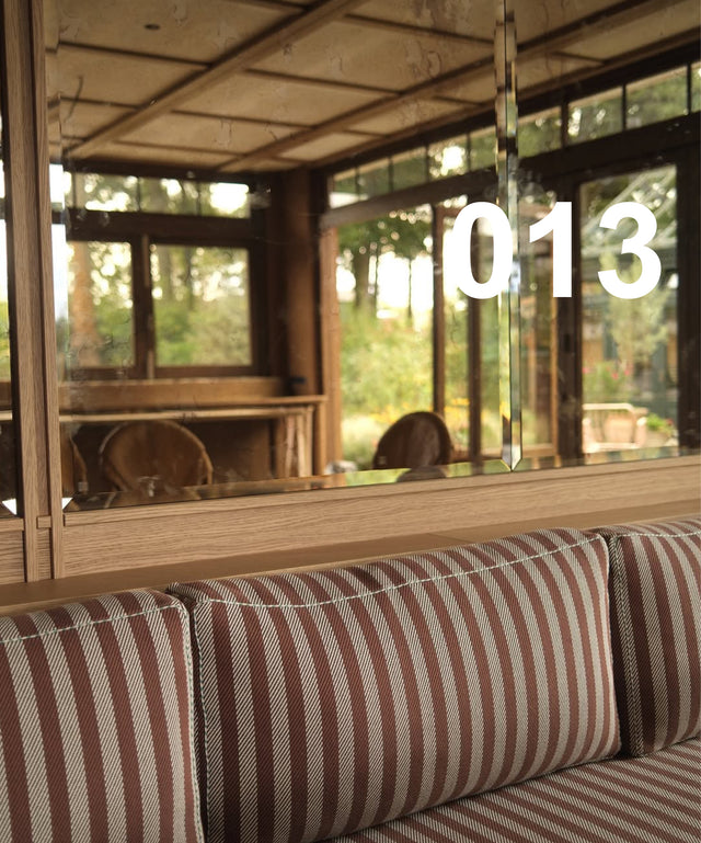 Custom made striped sofa, poolhouse, dedar, interior, luxury interior, Amsterdam